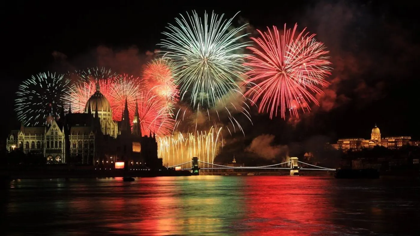 Budapest fireworks over the Danube on August 20 St. Stephen's Day